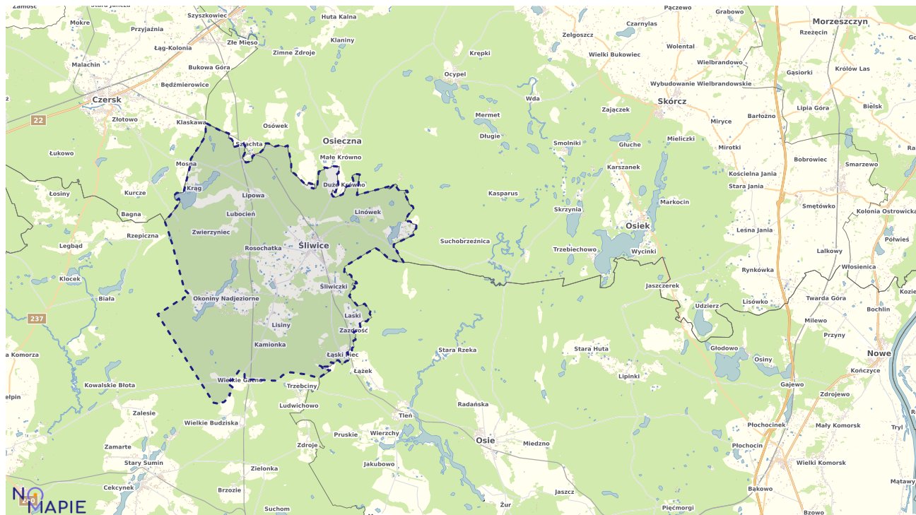 Mapa obszarów ochrony przyrody Śliwic